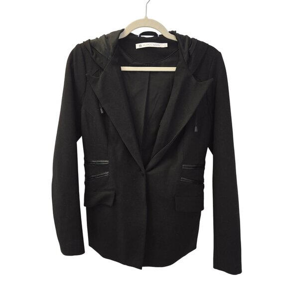 Blanc Noir Gayatri Viscose Blend One Button Hooded Blazer Jacket Size Small - Picture 1 of 7